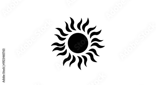 Black sun symbol with rays.