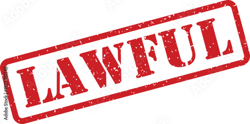 A prominent red rubber stamp displaying the word LAWFUL indicating compliance with rules and regulations