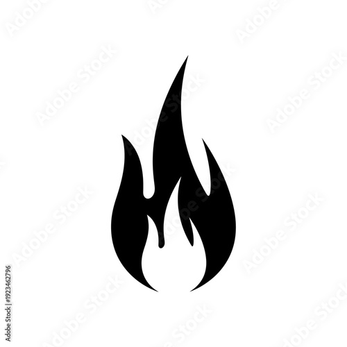 Black flame icon graphic symbol.