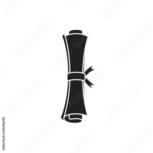 Black rolled up tied paper document.