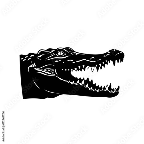 Black silhouette of crocodile head.