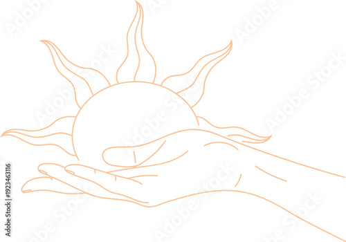 Hand Holding Sun Vector