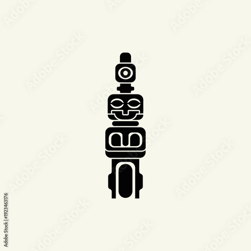 Black silhouette totem pole figure design.