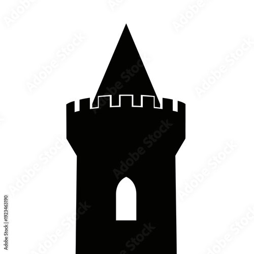 Black silhouette of a castle tower.