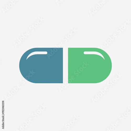 Blue and green capsule pill icon.