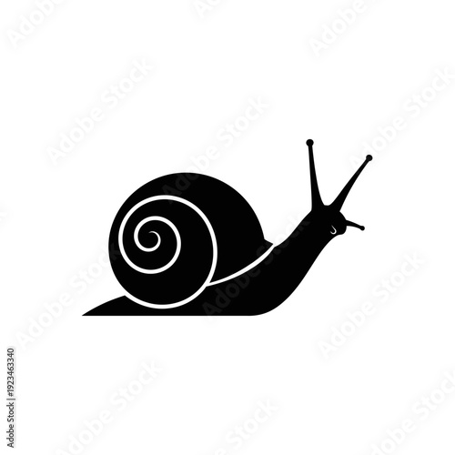 Black snail silhouette with shell.