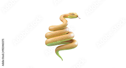 3D Rendered Orange Snake with Flicking Tongue