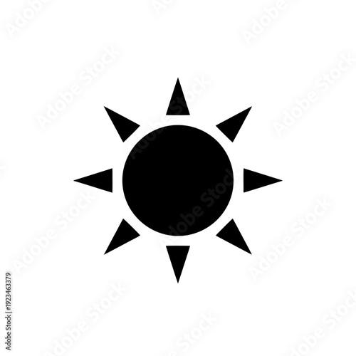 Black sun symbol with rays.