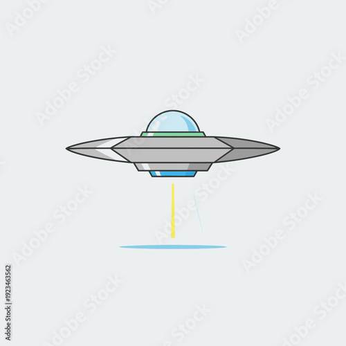 Flying saucer with light beam down.