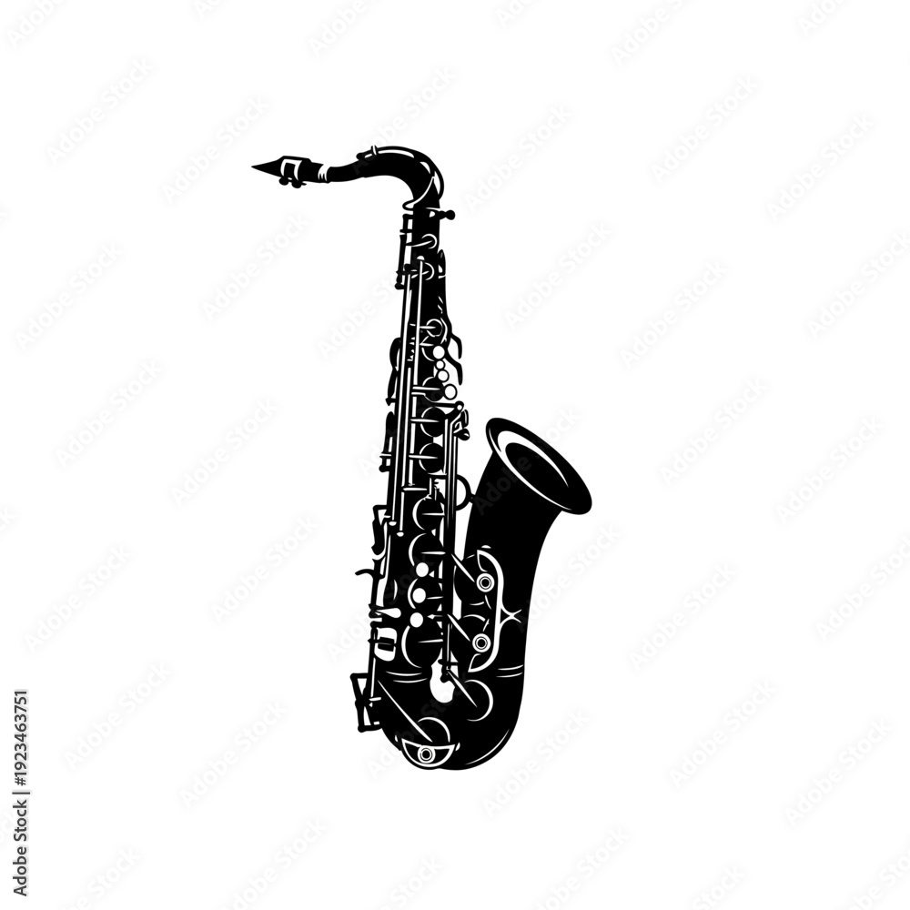 Naklejka premium Saxophone instrument in black color.