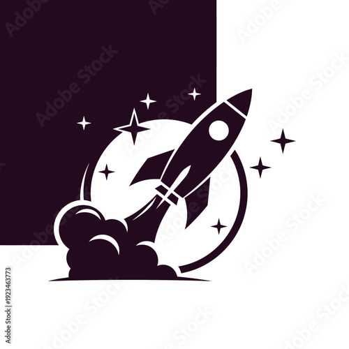 Rocket Ship Blasting Off Into Space.