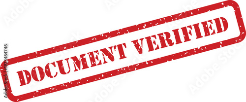 A red rubber stamp imprint clearly displaying the important message DOCUMENT VERIFIED in uppercase
