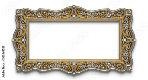 Ornate antique rectangular picture frame with decorative details.