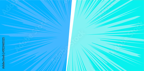 Blue vs Cyan Comic Speed Lines: Cinematic Sunburst Background for Versus Battle, Duo Tone Action Background: Blue and Teal Comic Style Rays for Gaming Thumbnails