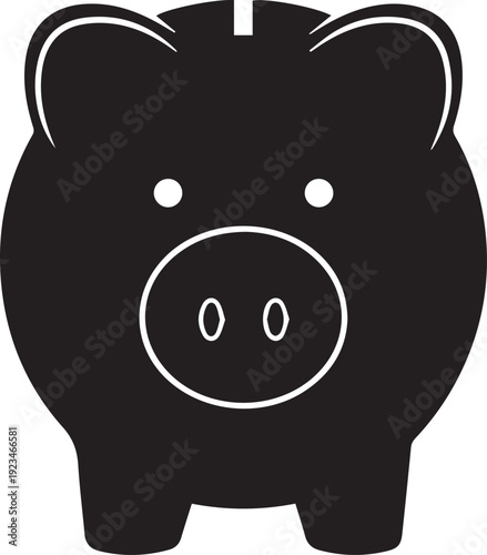 Simple economy and financial savings concept graphic silhouette illustration of classic piggy bank vector line art