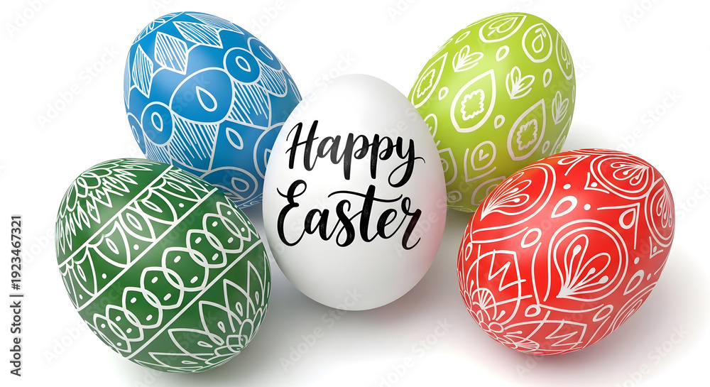Fototapeta premium easter eggs on white background