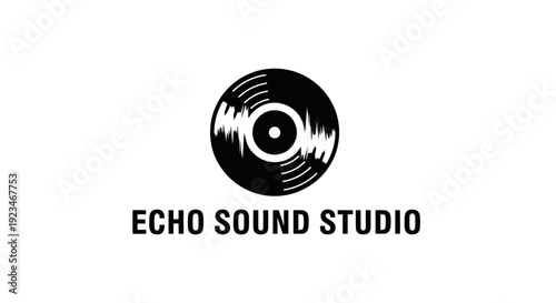 Echo Sound Studio Vinyl Record Logo Design.
