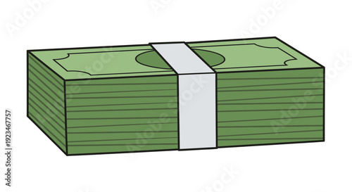 Stack of green paper money bills.