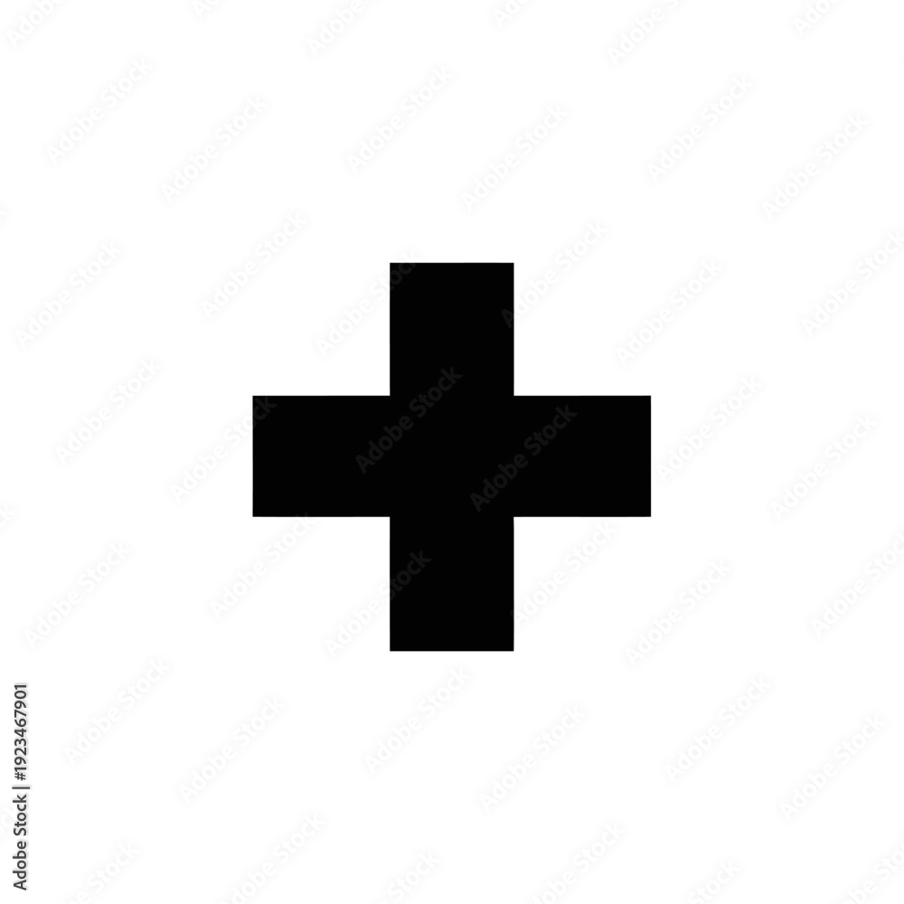 Obraz premium Black Plus Sign Medical Symbol.