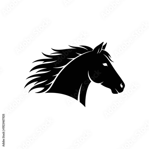 Black silhouette of a horse head.