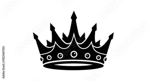 Elegant Black Crown Silhouette on White Background.