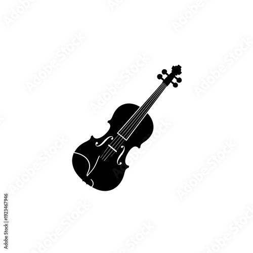 Black silhouette of a violin instrument.