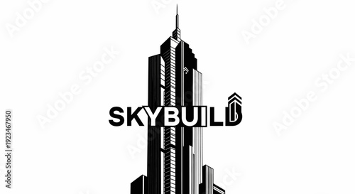 Black and white skyscraper building logo.