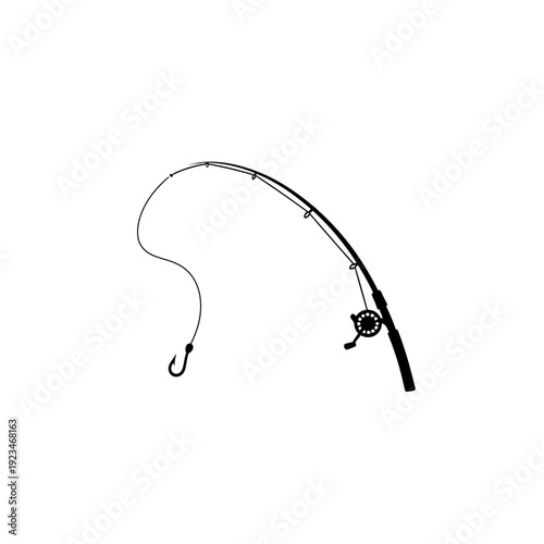 Fishing rod with hook and line.
