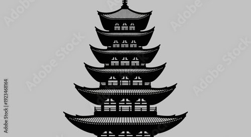 Black Pagoda Tower Architecture Design.