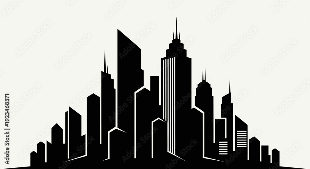 Obraz premium City skyline with tall buildings.