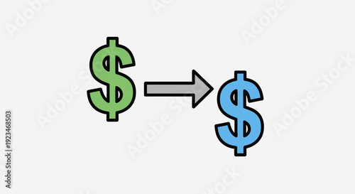 Dollar sign exchange or conversion.