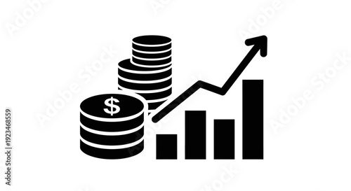 Financial growth with money and graph.