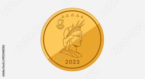 Golden coin with Lady Liberty profile.