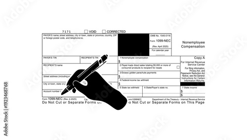 fill out Form 1099-NEC, black isolated silhouette