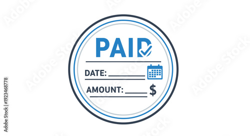 Paid stamp with dollar sign.