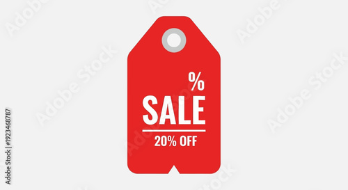 Red sale discount tag label.