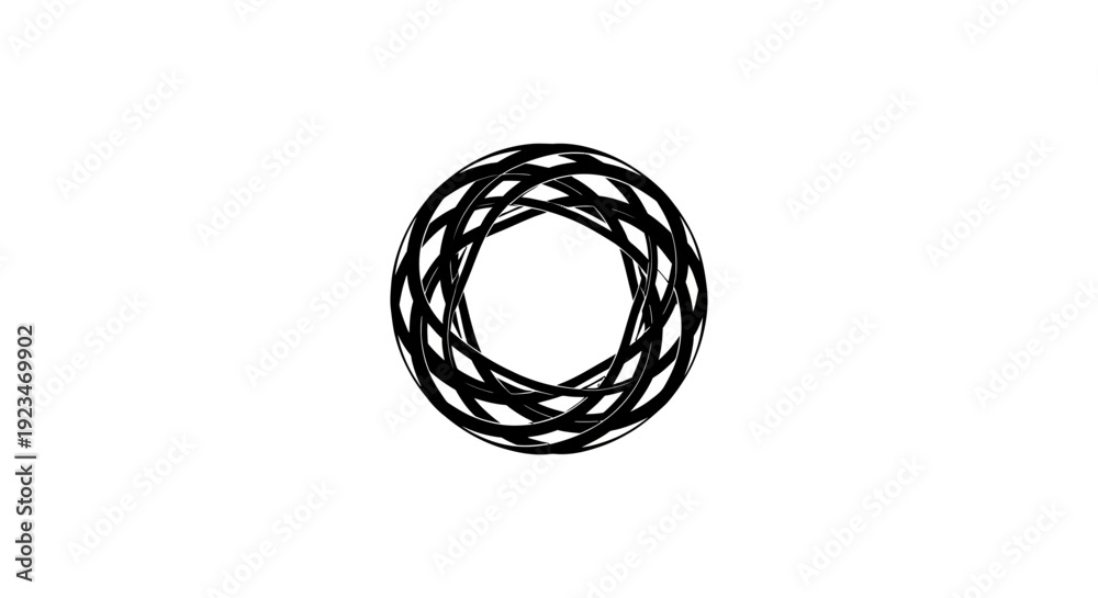 Fototapeta premium Black braided cord in circle.