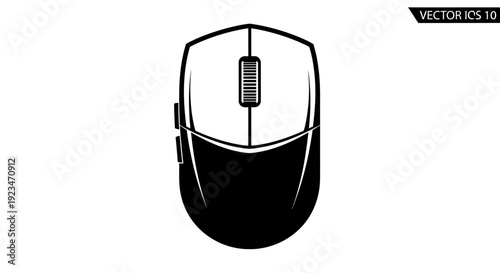 Black computer mouse vector icon.
