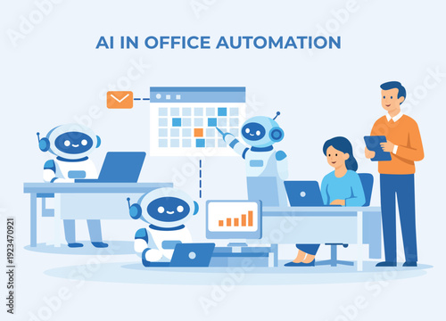 Robots and humans working together in office automation