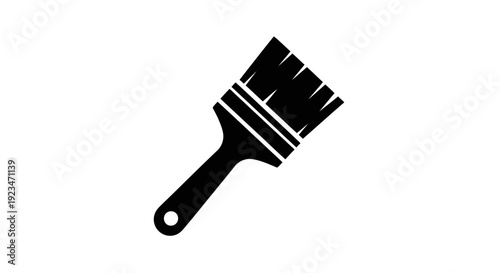 Black paint brush with handle.