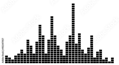 Black pixelated city skyline graph chart.
