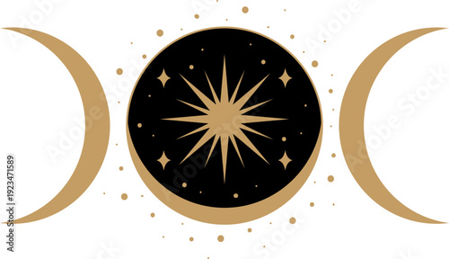 Mystical moon and star design