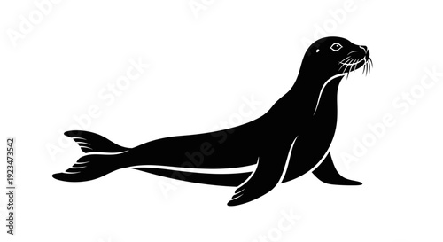 Black silhouette of a seal animal.