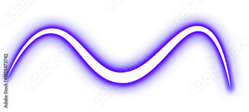 Glowing Blue Neon Wave Curve Abstract Light Line Isolated on White Background PNG