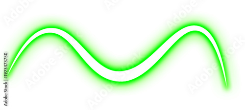 Glowing Green Neon Wave Curve Abstract Light Line Isolated on White Background PNG
