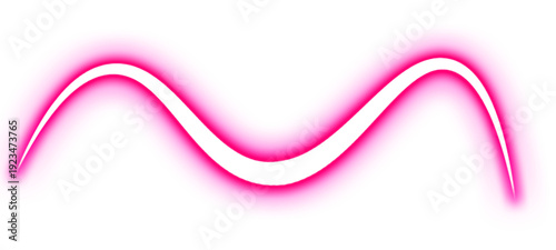 Glowing Pink Neon Wave Curve Abstract Light Line Isolated on White Background PNG