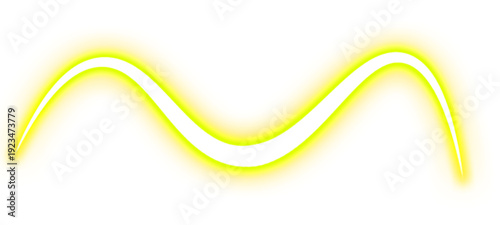 Glowing Yellow Neon Wave Curve Abstract Line Isolated on White Background PNG