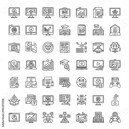 Collection of business and technology icons.
