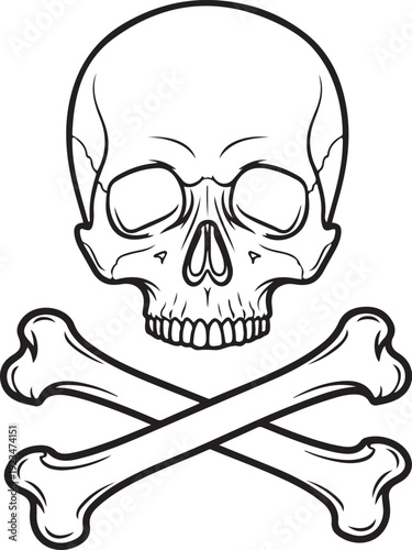Black and white skull with crossed bones crossbones symbol