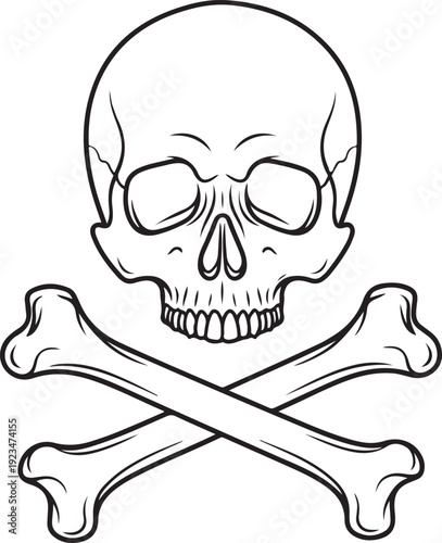 Black and white skull with crossbones symbol warning sign